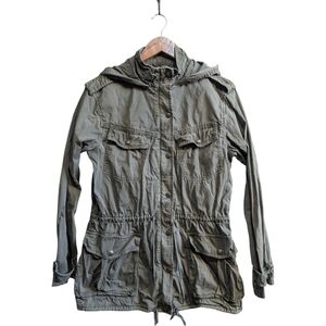 Olive Utility Jacket – Talula Aritizia,  Hooded Lightweight Cotton, Size Medium